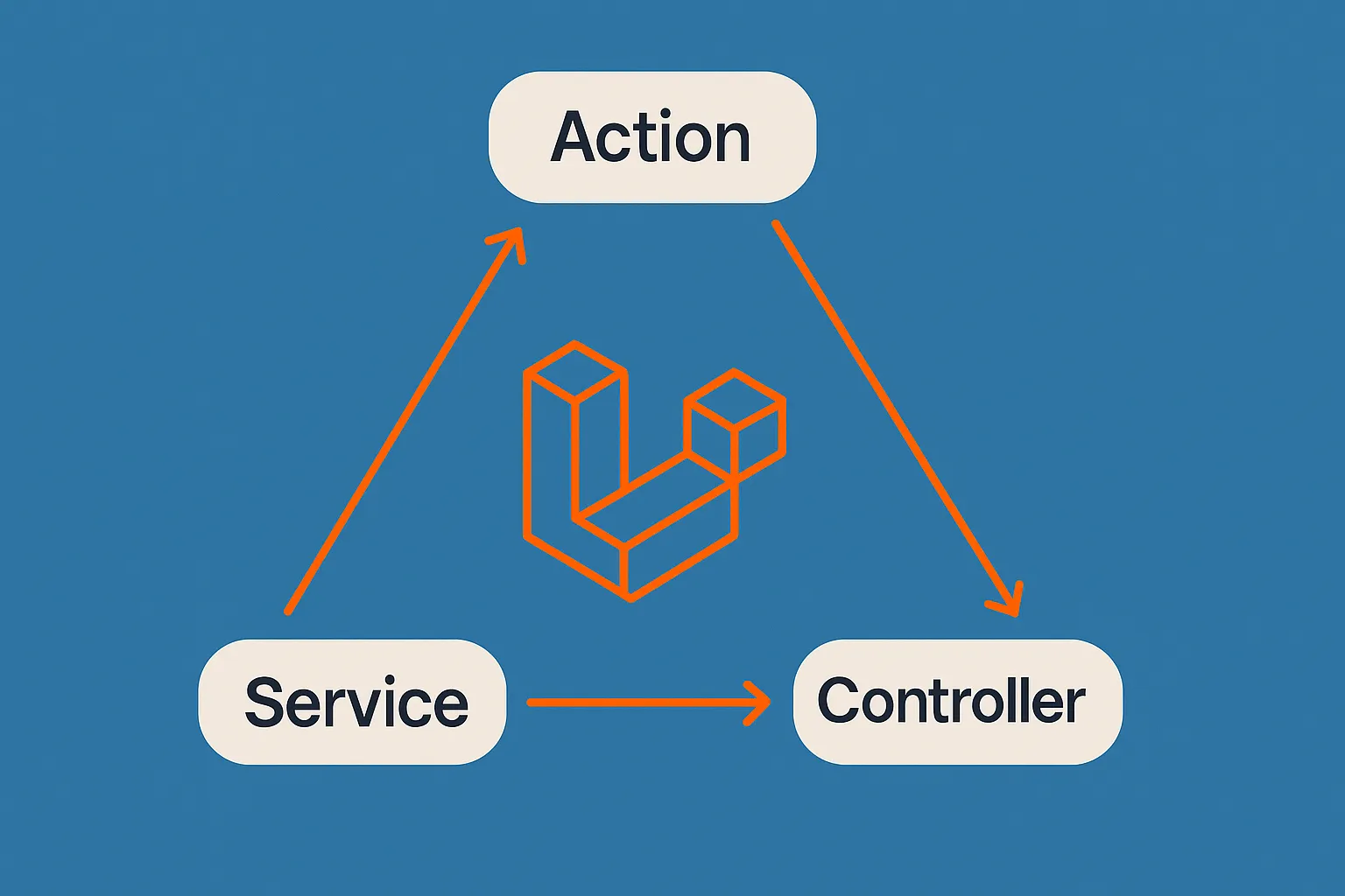 Diagram showing Action and Service pattern flow
